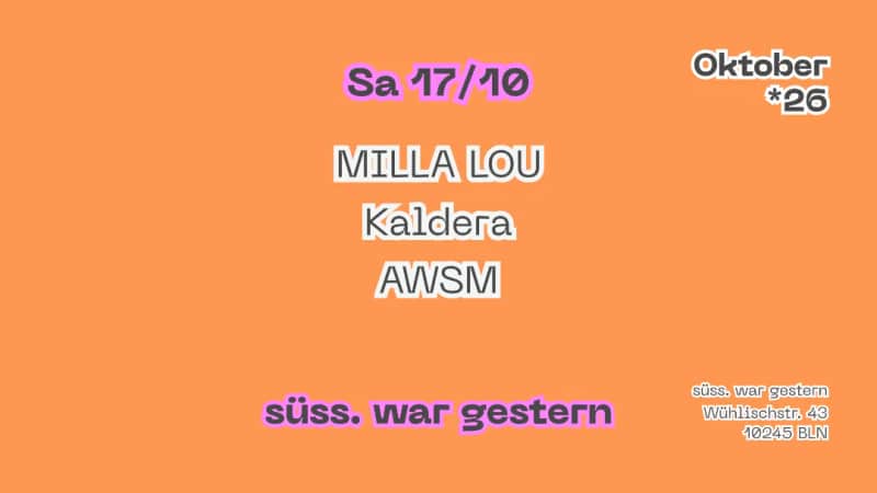 Süss am Samstag - FREE ENTRY UNTIL 10 PM