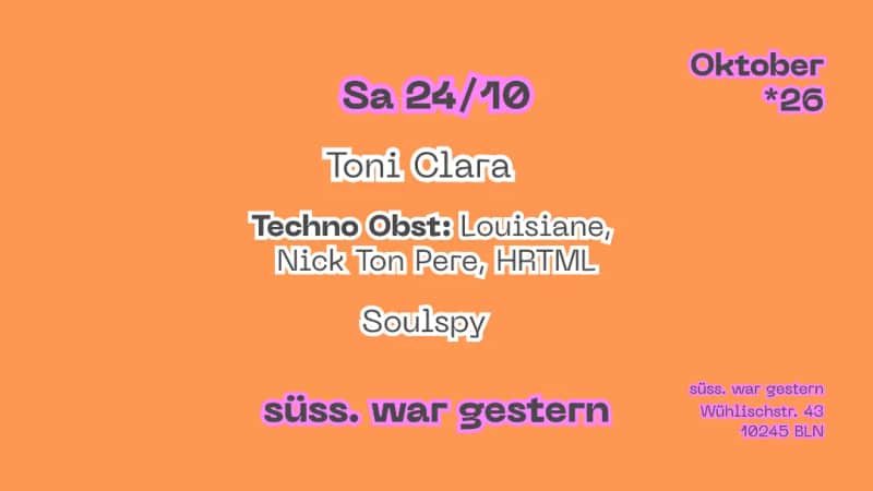 Süss am Samstag - FREE ENTRY UNTIL 10 PM